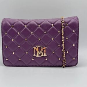 Badgley Mischka Plum Quilted Clutch with Gold Studs